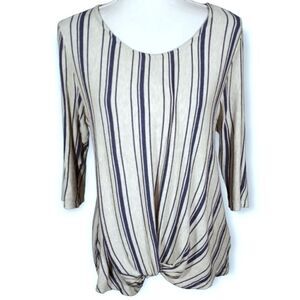 W5 BLUE & CREAM STRIPE TWIST TOP SZ.M EUC